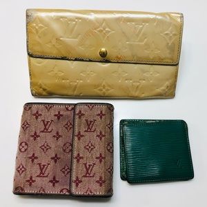 SET OF THREE LOUIS VUITTON Monogram Vernis Denim Epi Wallets
